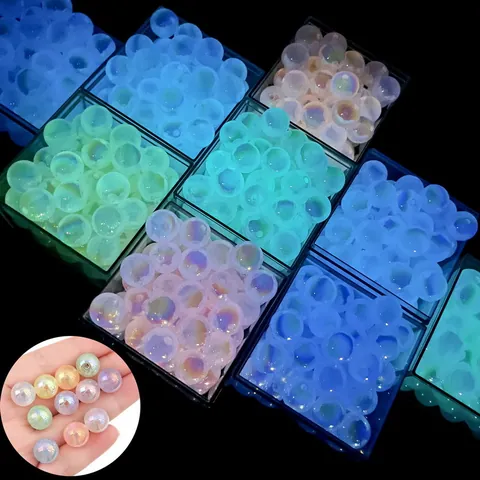 Luminous Acrylic Iridescent Round Beads Glow In The Dark AB Color Round Beads For DIY Jewelry Making Accessories
