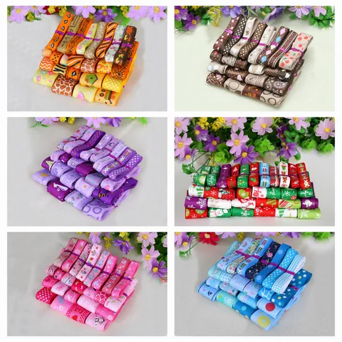 Cinta de Falla de Poliéster Estampada Patrones Surtidos Colores Mixtos Tema Festivo Navidad Halloween Accesorios de Bricolage Cinta Decorativa