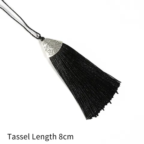 Chinese Style Vintage Tassels With Alloy Hollow Cap Flower Pattern Tassel Charms For DIY Jewelry Making Fan Pendant Craft Accessories