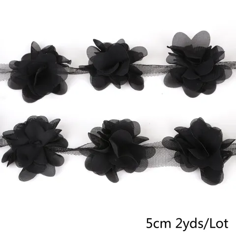 Handgemaakte 3D Chiffon Bloem Kantafwerking Lint Voor DIY Handwerk Trouwjurk Decoratie Kleding Naaien Stof Bloem Versiering Accessoires