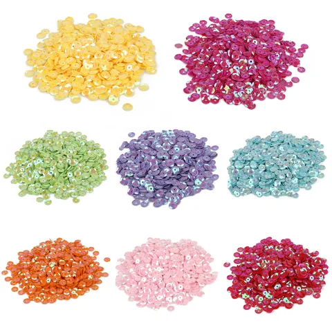 Lentejuelas Redondas Cóncavas Iridiscentes 6mm Aleación de Zinc Spangles Sueltos para Costura DIY Artesanía Decoración de Ropa Accesorios de Joyería