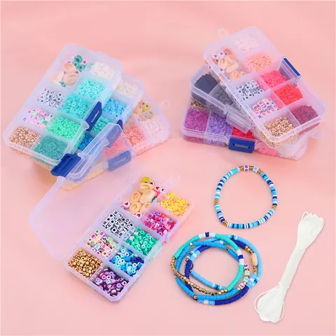 DIY Polymer Clay Letter Beads Jewelry Making Kit With Storage Box Shell Heart Evil Eye Charms For Bracelet Necklace