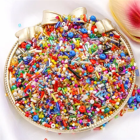 Perline di Vetro Miste Varietà Forme Perline Rotonde a Tubo per Creazione Gioielli Fai da Te Bracciale Collana Accessori