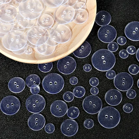 Clear Round Resin Buttons Two Four Hole Transparent Plastic Buttons For DIY Sewing Crafts Shirt Clothing Decorative Buttons