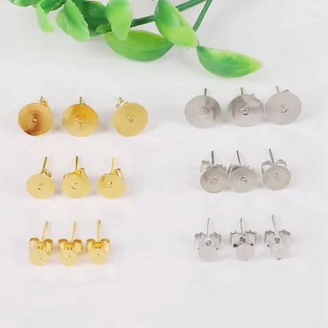 Eisen Ohrstecker Mit Schmetterlings-Verschlüssen Flache Runde Basis Für DIY Schmuckherstellung Gold Silber Beschichtet Zubehör