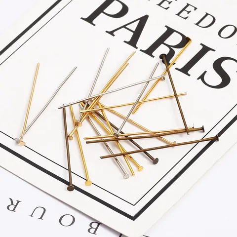 Iron Flat Head Pins For DIY Jewelry Making Handmade Earring Findings Beading Components Electroplated Metal Accessories