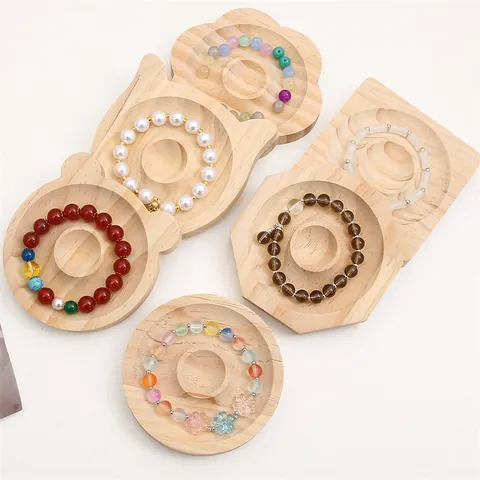 Natural Solid Wood Jewelry Display Tray For Bracelet Bead Design Board Bamboo Jewelry Organizer Photography Prop Acrylic Plate