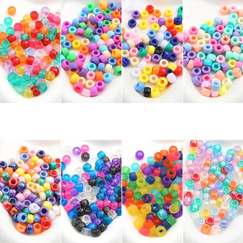Multicolor Acrylic Pony Beads Large Hole Barrel Spacer Beads For Jewelry Making DIY Handcraft Bracelet Necklace Accessory