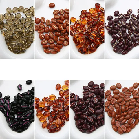 Vintage Acrylic Coffee Bean Shaped Loose Beads Gilded Baroque DIY Jewelry Making Accessories For Bracelet Necklace Phone Chain