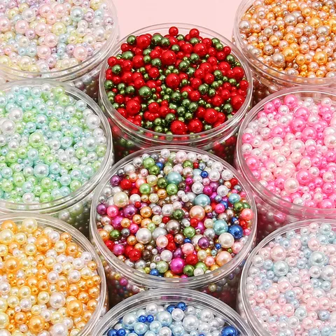 Mixed Sizes Artificial Pearl Beads No Hole Round Loose Beads For DIY Jewelry Making Crafts Makeup Organizer Filler Colorful Decoration