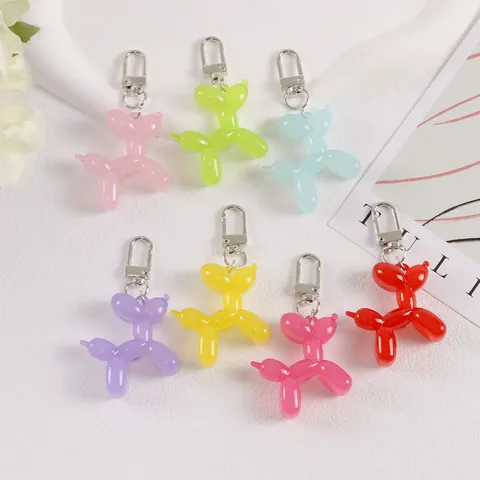 Cartoon Jelly Balloon Dog Keychain Acrylic Resin Puppy Bag Pendant Colorful Cute Animal Car Keyring For Women Girls Gift