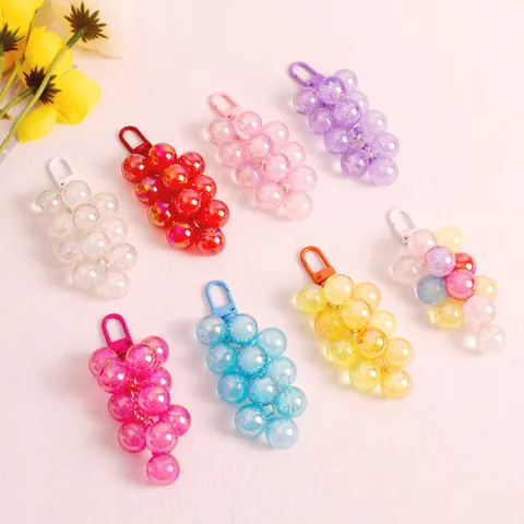Süßer Acryl Trauben Schlüsselanhänger Irisierender Glitzer Frucht Anhänger Taschenzubehör Auto Schlüsselring Schmuck Für Damen Mädchen