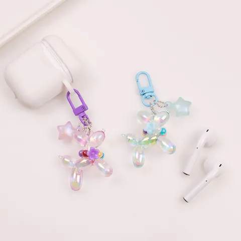 Portachiavi Cane Palloncino in Acrilico Iridescente Pendaglio Borsa Cucciolo Perla Artificialto Decorazione per Zaino Scuola Donna Animali Colorati