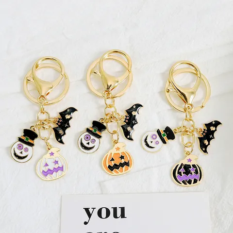 Halloween Legierung Emaille Schlüsselanhänger Süßes Gespenst Fledermaus Kürbis Schlüsselanhänger Tasche Anhänger Für Party Deko