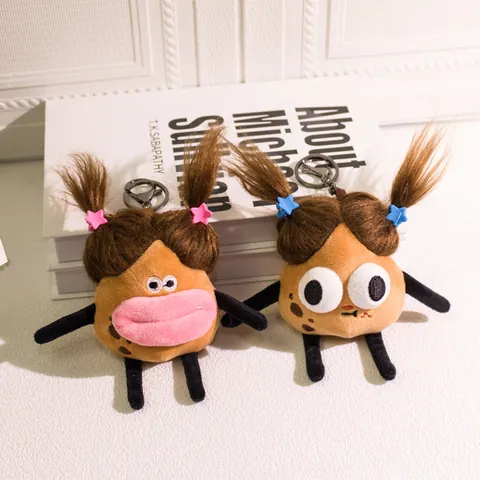 Quirky Potato Man Plush Keychain Funny Big Lips Sausage Mouth Stuffed Doll Backpack Pendant Cute Bag Charm For Student Friends Gift