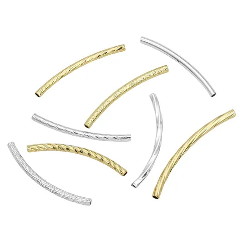 14K Gold Plated Copper Curved Tube Beads Twisted Noodle Connector For DIY Jewelry Making Bracelet Necklace Findings