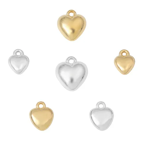 Electroplated Heart Pendants Plastic Resin CCB Gold Silver Charms For DIY Jewelry Making Bracelet Necklace Earring Accessory