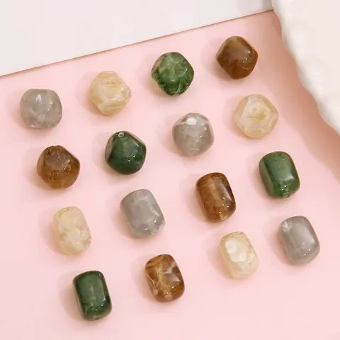 Acrylic Marble Pattern Loose Beads Faux Amber Irregular Spacer Beads For DIY Necklace Bracelet Handmade Jewelry Making Accessories