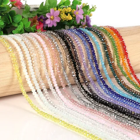 Faceted Glass Crystal Rondelle Wheel Loose Beads For DIY Jewelry Making Iridescent AB Coated Spacer Beads For Handicraft Accessories