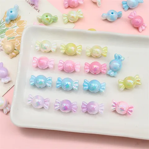 Perles En Acrylique Irisé En Forme De Bonbon Avec Finition Nacrée Pour La Fabrication De Bijoux DIY Accessoires Pour Bracelets Et Colliers Colorés