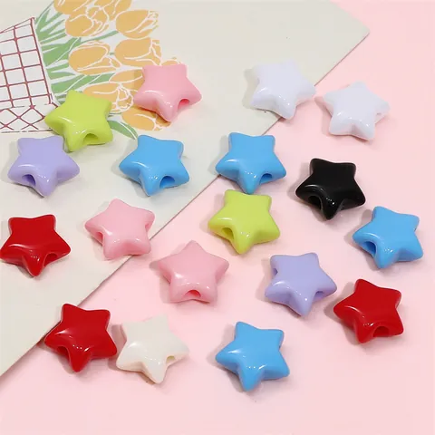 Einfarbig Acryl Pentagramm Lose Perlen Für DIY Schmuckherstellung Armband Halskette Telefonkette Basteln Sternform Material