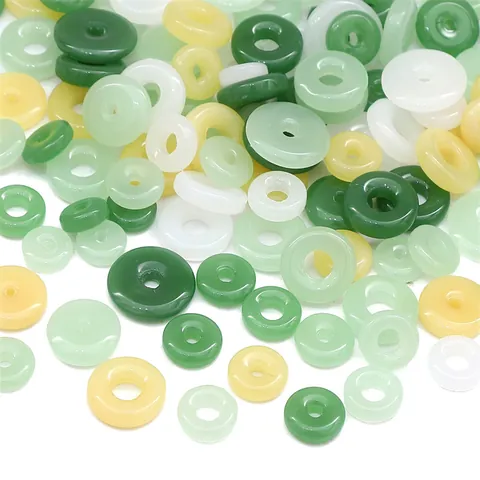 Imitation Jade Glass Beads Ping-an Buckle Donut Loose Beads For DIY Jewelry Making Bracelet Necklace Earrings Accessories