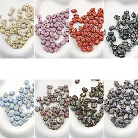 Acryl Koffieboon Vormige Kralen Marmertextuur Vergulde Geschilderd Losse Kralen Voor DIY Sieraden Armband Ketting Accessoires