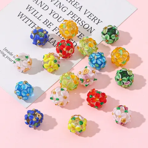 Handmade Lampwork Glass Flower Beads 3D Multi-Layer Petal Floral Loose Beads For DIY Jewelry Making Bracelet Necklace Crafting Accessories