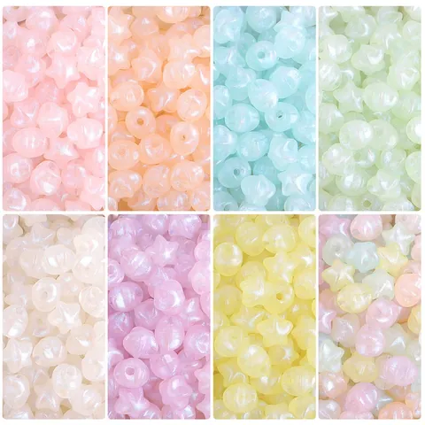 Perles en Forme de Cœur et d'Étoile en Acrylique Aurore Accessoires de Création de Bijoux DIY Macaron pour Bracelet Collier