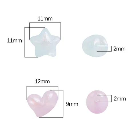 Perles en Forme de Cœur et d'Étoile en Acrylique Aurore Accessoires de Création de Bijoux DIY Macaron pour Bracelet Collier