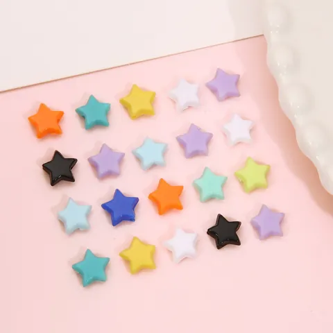 Perline a Stella in Tinta Unita Perline Sciolte in Acrilico Con Foro Per Creazione di Gioielli Fai-da-te Bracciale Collana Accessori Artigianali Donna