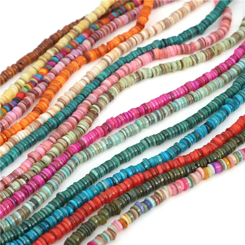 Natural Shell Round Disc Heishi Beads For DIY Jewelry Making Colorful Spacer Beads For Bracelet Necklace Handcraft Accessories