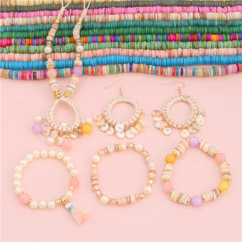 Perline a Disco in Conchiglia Naturale Distanziatori Rotondi Heishi Colorati Per Creazione Gioielli Fai da Te Braccialetti
