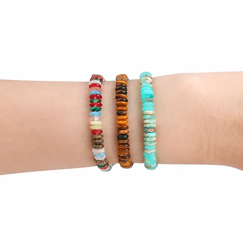 Natural Stone Rondelle Beads For DIY Jewelry Making Handmade Bracelet Necklace Accessories Multi Color Heishi Disc Stone Spacer Beads