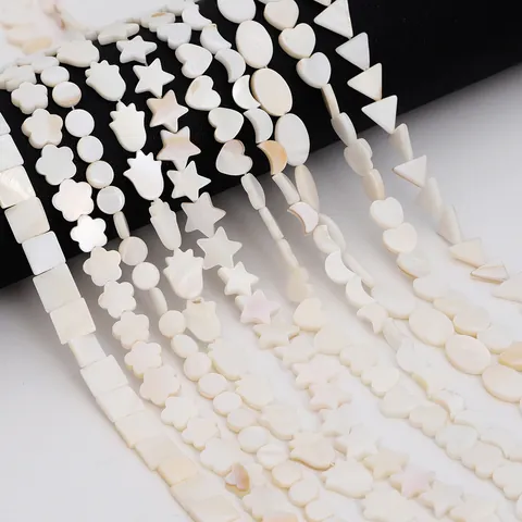 Natural Freshwater Mother Of Artificial Pearl Shell Loose Beads Irregular Geometric Heart Star Moon Shapes For DIY Jewelry Making Accessories