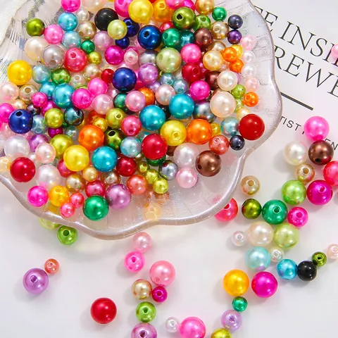 ABS Imitat Perlen Lose Perlen Runde Zwischenperlen Mit Loch Für DIY Schmuckherstellung Armband Halskette Bastelmaterialien