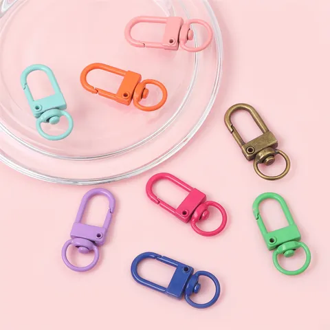 Colorful Painted Alloy Swivel Lobster Clasp Hook For DIY Jewelry Making Keychain Bag Accessories Spring Gate Snap Ring
