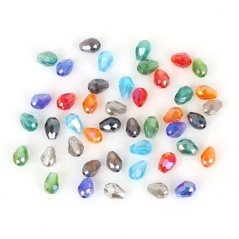 Faceted Glass Crystal Teardrop Loose Beads AB Coating Jewelry Making Accessories For DIY Necklaces Bracelets Crafting