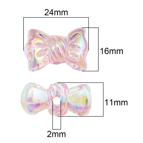 Irillerende Acryl Strik Kralen Aurora Transparante Strik Charms Voor DIY Sieraden Maken Telefoonketting Tas Hanger Handgemaakt Accessoire