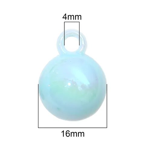 Iridescent Acrylic Round Ball Charms Pendants Hanging Hole Macaron Colors Aurora AB Effect DIY Jewelry Accessories Handcrafts