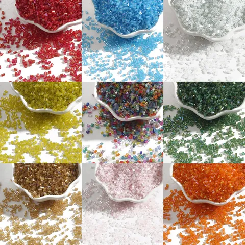 Iridescent Glass Bugle Beads AB Color Tube Seed Beads For Handmade Jewelry Making DIY Bracelet Necklace Accessories