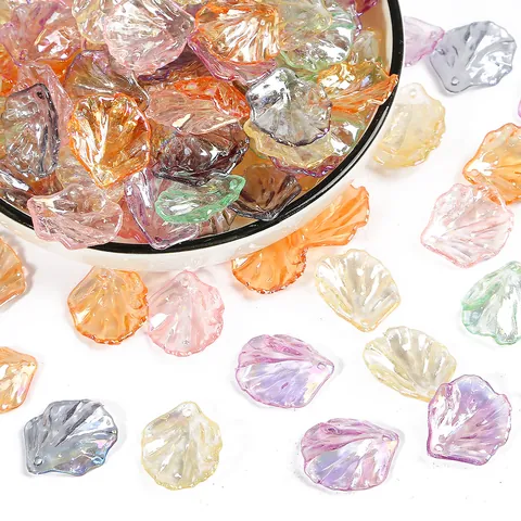 ABS Peony Petals Shell Iridescent AB Acrylic Beads For DIY Earring Hairpin Making Vintage Hanfu Style Jewelry Findings