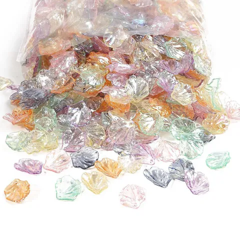 ABS Peony Petals Shell Iridescent AB Acrylic Beads For DIY Earring Hairpin Making Vintage Hanfu Style Jewelry Findings
