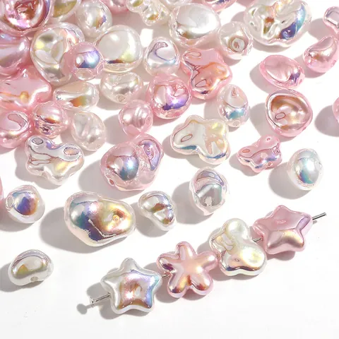 DIY Jewelry Making Beads ABS Iridescent Artificial Pearl Irregular Star Butterfly Shape Loose Beads For Necklace Bracelet Hair Accessory Material
