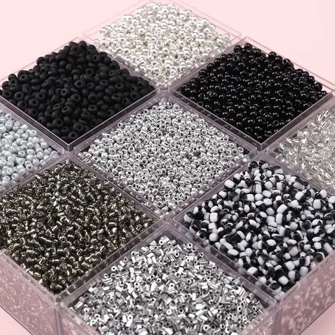 Glass Seed Beads Collection Black Silver Gray Mixed Styles Loose Spacer Beads For Jewelry Making Bracelet Necklace Handmade Crafting