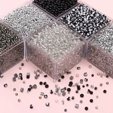 Glass Seed Beads Collection Black Silver Gray Mixed Styles Loose Spacer Beads For Jewelry Making Bracelet Necklace Handmade Crafting