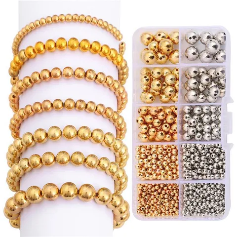 DIY Sieraden Maken Kit Goud Zilver CCB Ronde Kralen Alfabet Letter Kralen Met Elastisch Koord Opslag Voor Armband Handgemaakte Craft