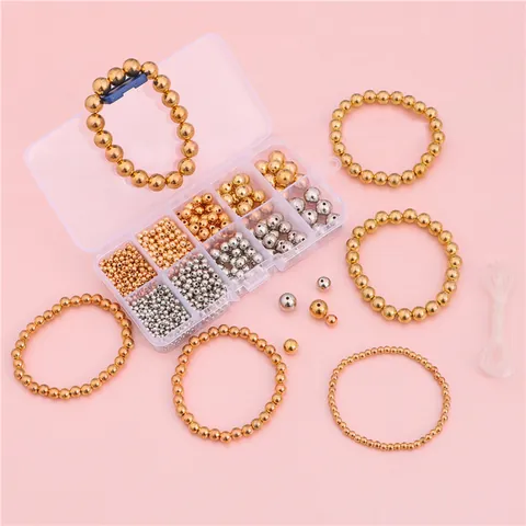 DIY Sieraden Maken Kit Goud Zilver CCB Ronde Kralen Alfabet Letter Kralen Met Elastisch Koord Opslag Voor Armband Handgemaakte Craft