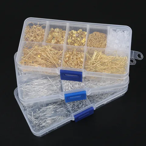 Kit d'Apprêts en Métal pour Bijoux Crochets Boucles d'Oreilles Anneaux Ouverts Tiges Fermoirs Silicone Assortiment DIY Accessoires Bijoux
