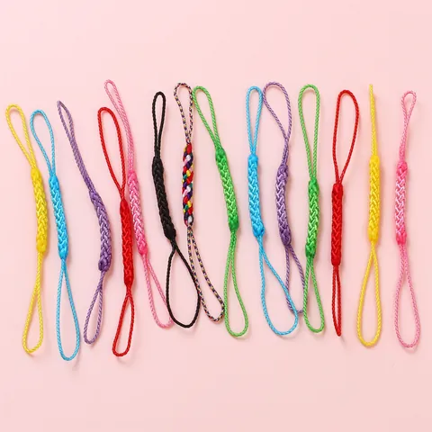 Cordon De Téléphone Tressé En Rayonne Fait Main Double Tête Pour Porte-Clés Accessoires DIY Multicolore Mini Cordon Décoratif